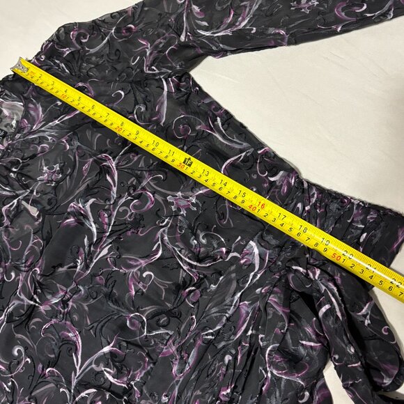 White House Black Market Sz 8 Silk Velvet Burnout Sheer Black Purple Whimsigoth - Picture 15 of 16